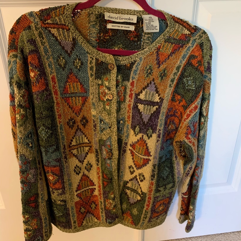 David Brooks hand knitted sweater